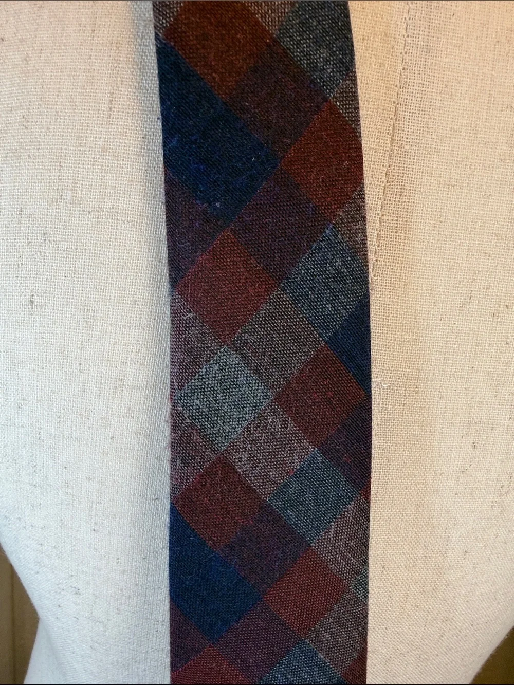 Chaps Tie Burgundy Navy Blue Gray Tartan Plaid Preppy Academic Dapper Menswear
